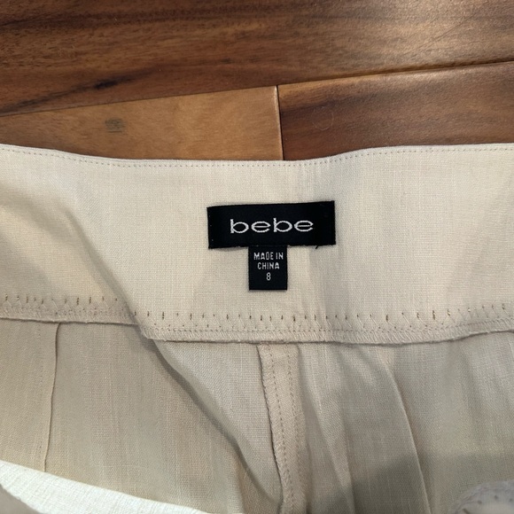 Bebe Cream Colored Straight Leg Linen Blend Pants size 8 - Picture 4 of 4